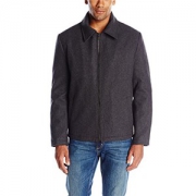 限L码： IZOD Wool-Blend 男士羊毛混纺大衣 带围巾