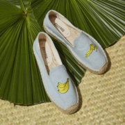 17年新款，Soludos 刺绣香蕉 草编鞋