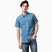 Levi‘s李维斯 男士纯棉翻领尖领短袖水洗牛仔衬衫