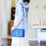 瑞贝卡·明可弗（Rebecca Minkoff）  LOVE 女士斜挎包 精致细纹 实用链条包