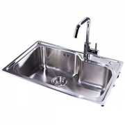 KOHLER 科勒 K-77160T-2S-NA 304不锈钢大单槽 705mm +科勒 飘瑞诗 K-7505T-B4-CP 冷热水抽拉龙头