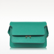 Marni 玛尼 TRUNK系列 女士小牛皮单肩斜挎包 海绿色 中号 含税直邮