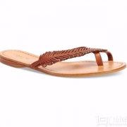 再降5刀，COACH 女士真皮羽毛人字拖 多色 新低2.17折$34.99