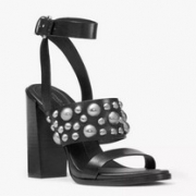 Michael Kors 主标系列，Muriel 女士真皮粗跟凉鞋 2.4折$114.4（$143 额外8折）