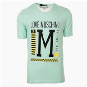 LOVE MOSCHINO “爱”莫斯奇诺 男士字母Logo设计T恤衫 薄荷绿