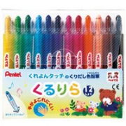 日本PENTEL旋转式彩色蜡笔 环保无毒12色