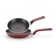 T-fal 特福 C912S2 Excite 热力不粘锅 8英寸和10.25英寸煎锅，2件套，红色