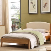 A家家具 TM-MR-BD 橡木棉麻软靠床 架子床 1.8*2米