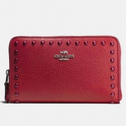 COACH 蔻驰 Lacquer Rivets女士真皮铆钉长款钱包 新低$59.99