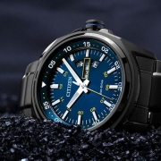 CITIZEN 西铁城 AW0024-58LB 覆黑色涂层  男款光动能腕表+精工闹钟