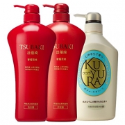 丝蓓绮（TSUBAKI） 奢耀柔艳洗护套装 (洗发水750ml+护发素750ml) +可悠然 美肌沐浴露 550ml