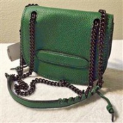 唐嫣同款：COACH蔻驰Pebbled Small Shadow Crossbody女士真皮单肩斜跨包 绿色款