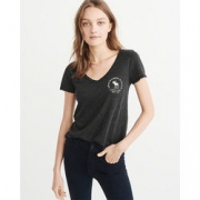 Abercrombie & Fitch 女士Logo图案V领T恤