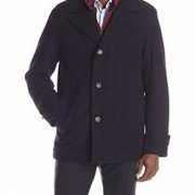 限L码！TOMMY HILFIGER Wool-Blend Melton 男士羊毛混纺大衣