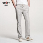 Ruipe 男士夏季 薄款亚麻长裤