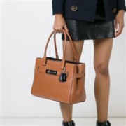COACH蔻驰Polished Pebble Leather Swagger女士真皮手提包