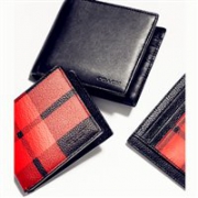 COACH 蔻驰 Mount Plaid Slim Billfold Wallet  真皮对折钱包  黑红配色