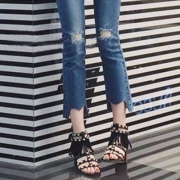 国内￥990，Sam Edelman Shaelynn女士真皮高跟流苏铆钉凉鞋 $49.99