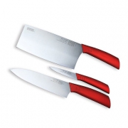 WORLD KITCHEN 康宁 芝加哥刀具套装 波尔多红系列不锈钢刀具三件套