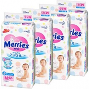 花王 Merries透气瞬爽纸尿裤 M码（6-11kg） 42片*4袋