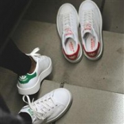 各尺码均降！Adidas 阿迪达斯Stan Smith BD女士经典厚底小白鞋 绿尾/红尾