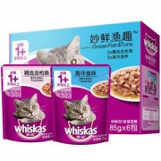 【京东超市】伟嘉 宠物猫粮猫湿粮 成猫妙鲜包 妙鲜渔趣（金枪鱼+海洋鱼）六联包85g*6