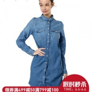 李维斯 Levis 秋季 水洗纯棉 女长袖牛仔连衣裙 蓝色