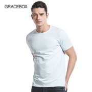 品质超千元CK的Gracebox 长绒棉莱卡 马卡龙色 圆领直筒 男T恤