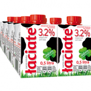 波兰进口牛奶 Laciate高温灭菌全脂牛奶 0.5L*8盒
