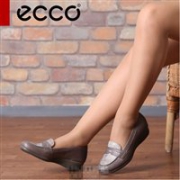 ECCO爱步Abelone Bit女士真皮坡跟休闲鞋  灰色
