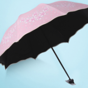 天堂 UPF50+ 黑胶防紫外线三折晴雨伞  29.9元包邮(49.9-20)