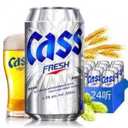 (用卷思路)韩国进口啤酒 凯狮（CASS）原味鲜啤355mlx24罐整箱装cass时尚鲜啤 *2件