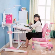 心家宜 儿童气压辅助升降学习桌椅套装 送桌上层架等  两色