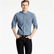Levi's 李维斯男士经典卷边袖工装牛仔衬衫