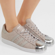 ADIDAS ORIGINALS Superstar 金属感边饰仿鸵鸟纹皮革运动鞋