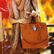 MICHAEL Michael Kors Hamilton大号女士经典真皮锁头包  棕色款