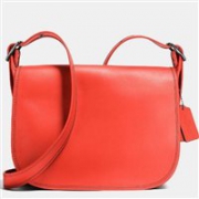 Angelababy同款：COACH 蔻驰Glovetanned Leather Saddle Bag女士真皮单肩包  橘色