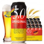 【京东超市】德国原装进口啤酒 奥丁格旗下5.0 ORIGINAL 皮尔森啤酒 500ml*24听 整箱装 品味德啤 聚会必备