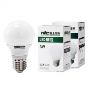 白菜价：雷士 LED灯泡球泡 3瓦E27大螺口 光源节能灯 白光6500K*12