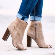 降20刀，Sam Edelman 女士Yarin真皮鱼嘴粗跟短靴 两色 新低1.9折$29.99