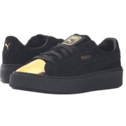 PUMA 彪马 Suede Creeper 女士金属头麂皮复古休闲鞋 黑色