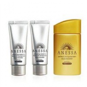 SHISEIDO 资生堂ANESSA黄金防晒三件套（金瓶60ml+美白银瓶40g*2支）