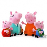 Peppa Pig 小猪佩奇 毛绒一家礼盒装+佩奇乔治圆包*2件