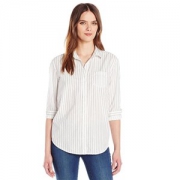 Calvin Klein Jeans Railroad Stripe Print Easy Boyfriend Button 女士衬衫