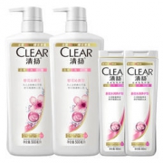 清扬洗发水套装 樱花沁爽型 750ml*2+100ml*2