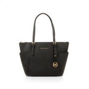 MICHAEL KORS 迈克高仕 Jet Set 牛皮双耳朵拉链单肩手包 黑色