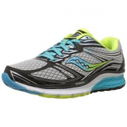Saucony Womens Guide 9 Running Shoe, Grey/Blue/Citron, 7.5 N US