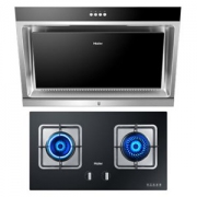 海尔（Haier）大吸力黑晶烟机 配钢化玻璃鸳鸯灶套装E800C2+QE5B1(天然气) +凑单品