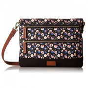 FOSSIL Passport Black Floral 女士斜跨包
