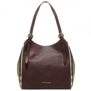 BURBERRY 巴宝莉 女款THE CANTER HOUSE红褐色格纹织物配皮小号坎特手提包 39630291